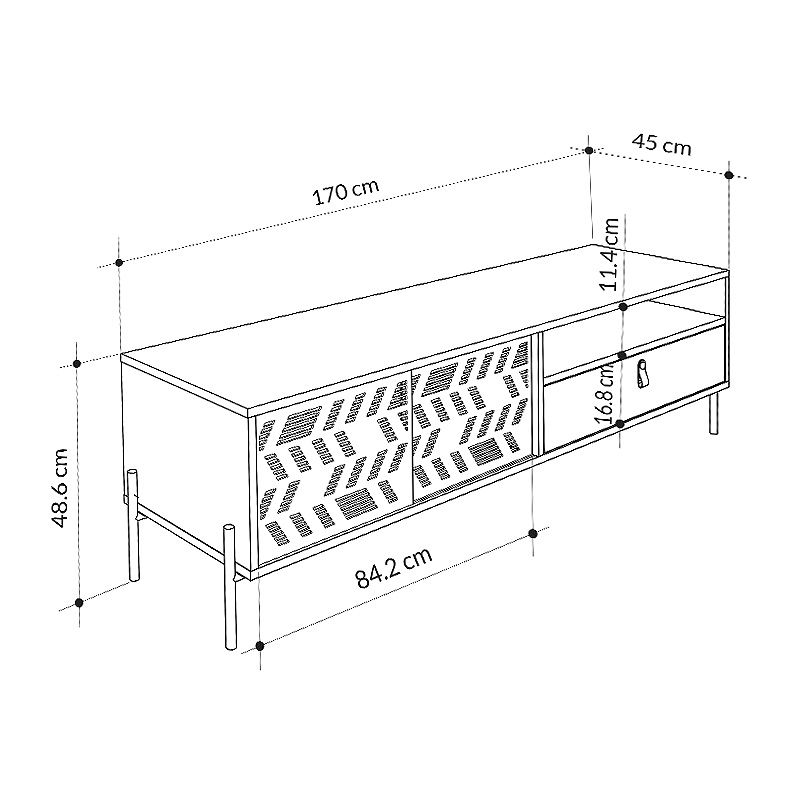 Έπιπλο τηλεόρασης Dionysos Megapap χρώμα γκρι ρετρό 170x45x48,6εκ. Έπιπλο τηλεόρασης Dionysos Megapap χρώμα γκρι ρετρό 170x45x48,6εκ.