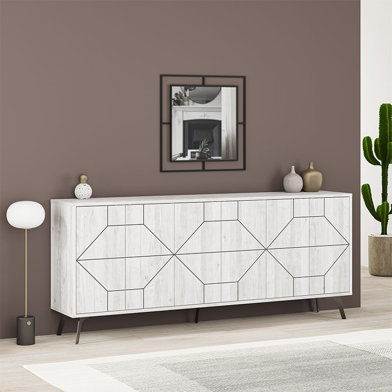 Μπουφές Dune Megapap χρώμα λευκό αντικέ 184x35x77,4εκ. Μπουφές Dune Megapap χρώμα λευκό αντικέ 184x35x77,4εκ.