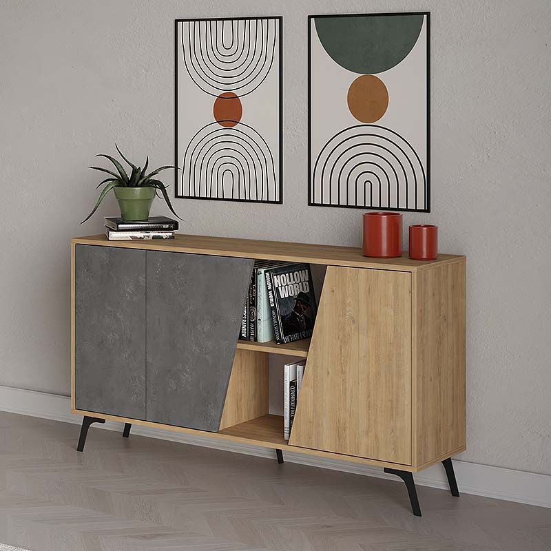 Μπουφές Fiona Megapap χρώμα φυσικό οξιάς - γκρι ρετρό 150x35,6x82εκ. Μπουφές Fiona Megapap χρώμα φυσικό οξιάς - γκρι ρετρό 150x35,6x82εκ.
