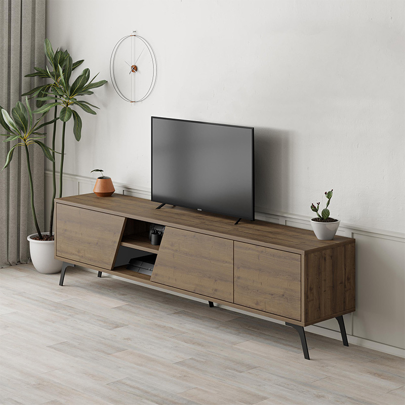 Έπιπλο τηλεόρασης Fiona Megapap χρώμα ανοιχτό καρυδί 180x35,6x48εκ.