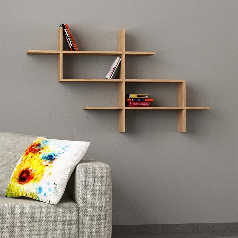 Ραφιέρα τοίχου Halic Megapap χρώμα φυσικό οξιάς 150x22x82εκ. Ραφιέρα τοίχου Halic Megapap χρώμα φυσικό οξιάς 150x22x82εκ.