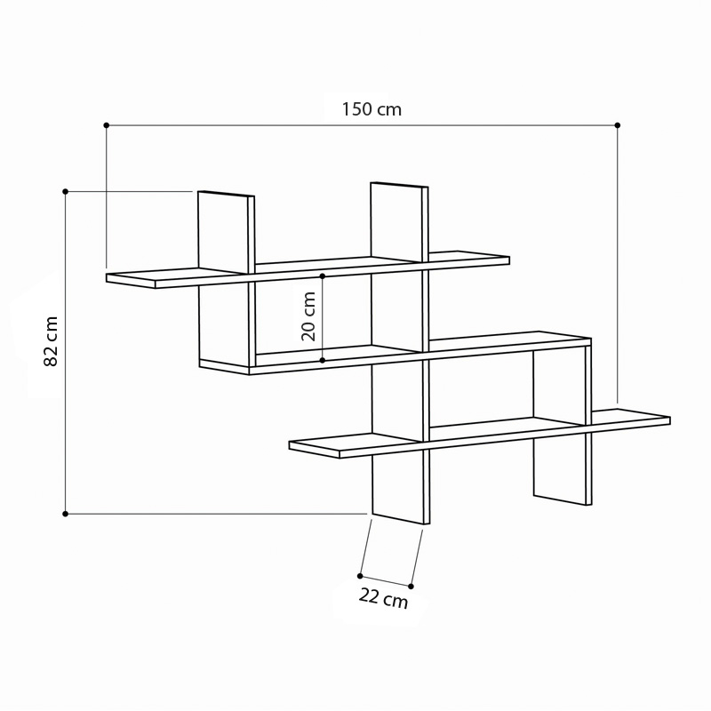 Ραφιέρα τοίχου Halic Megapap χρώμα φυσικό οξιάς 150x22x82εκ. Ραφιέρα τοίχου Halic Megapap χρώμα φυσικό οξιάς 150x22x82εκ.