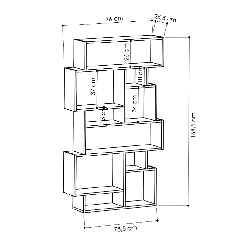 Βιβλιοθήκη Karmato Megapap χρώμα ανθρακί 96x25,5x168,5εκ. Βιβλιοθήκη Karmato Megapap χρώμα ανθρακί 96x25,5x168,5εκ.