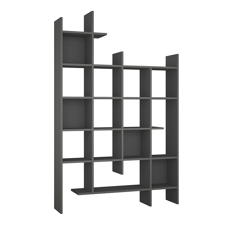 Βιβλιοθήκη Manco Megapap χρώμα ανθρακί 122x25,5x188εκ.