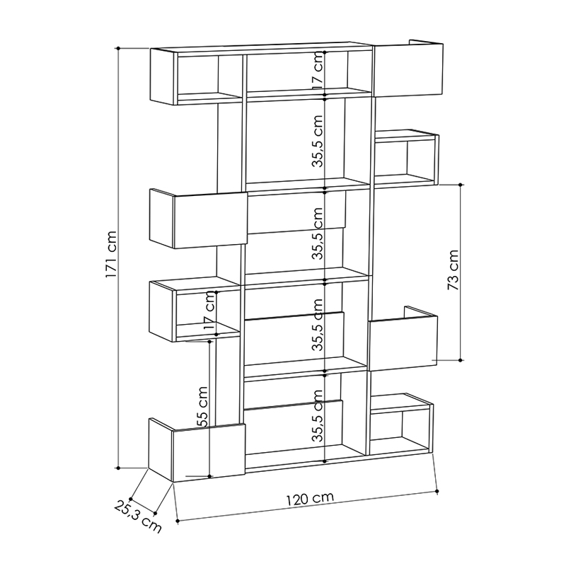 Βιβλιοθήκη Niho Megapap χρώμα λευκό - φυσικό οξιάς 120x25,3x171εκ. Βιβλιοθήκη Niho Megapap χρώμα λευκό - φυσικό οξιάς 120x25,3x171εκ.