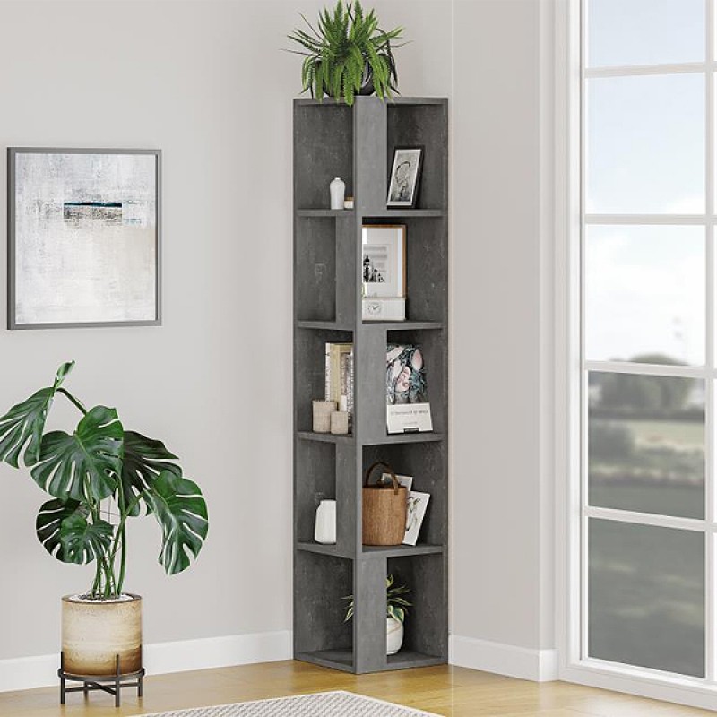 Βιβλιοθήκη γωνιακή Piano Megapap χρώμα γκρι ρετρό 31,4x31,4x158,9εκ. Βιβλιοθήκη γωνιακή Piano Megapap χρώμα γκρι ρετρό 31,4x31,4x158,9εκ.