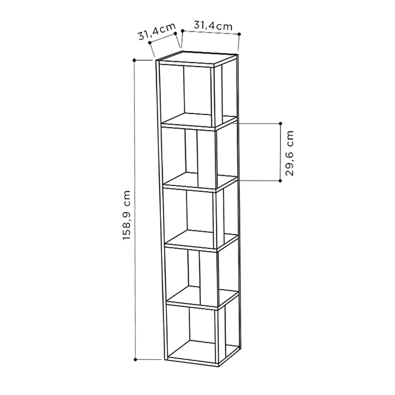 Βιβλιοθήκη γωνιακή Piano Megapap χρώμα γκρι ρετρό 31,4x31,4x158,9εκ. Βιβλιοθήκη γωνιακή Piano Megapap χρώμα γκρι ρετρό 31,4x31,4x158,9εκ.