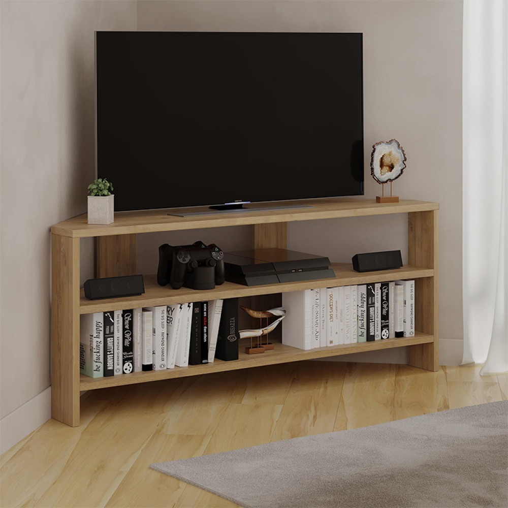 Έπιπλο τηλεόρασης γωνιακό Thales Megapap χρώμα sapphire oak 110x36x45εκ.
