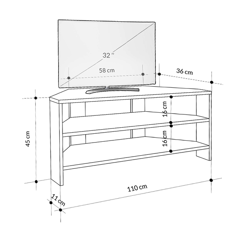 Έπιπλο τηλεόρασης γωνιακό Thales Megapap χρώμα ανοιχτό καρυδί 110x36x45εκ. Έπιπλο τηλεόρασης γωνιακό Thales Megapap χρώμα ανοιχτό καρυδί 110x36x45εκ.