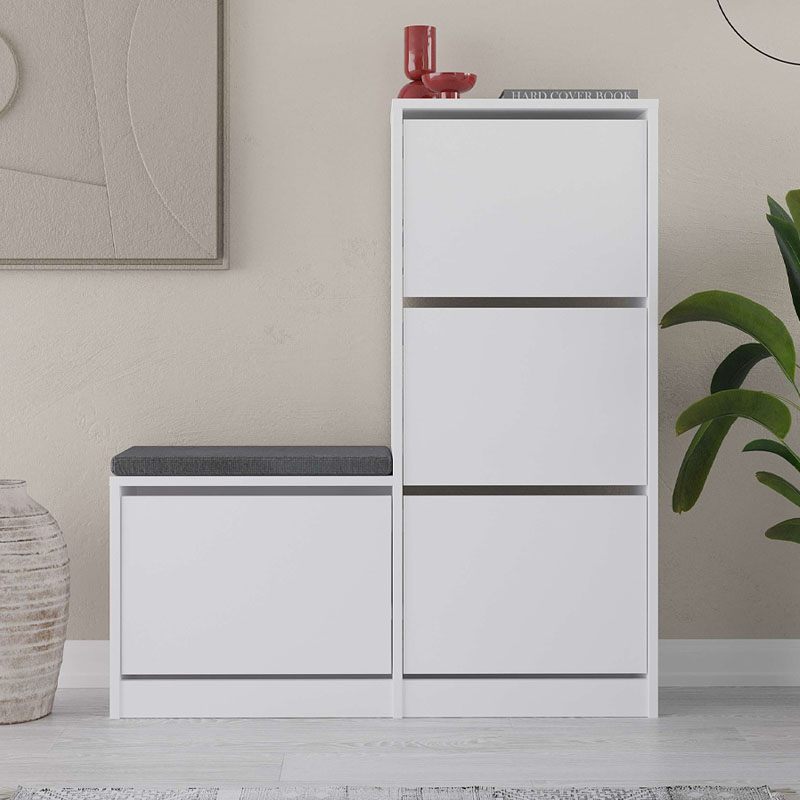 Παπουτσοθήκη Dude Megapap χρώμα λευκό 104,8x26x118,5εκ. Παπουτσοθήκη Dude Megapap χρώμα λευκό 104,8x26x118,5εκ.