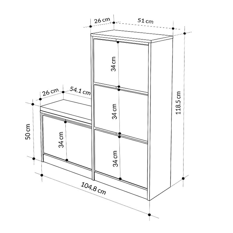 Παπουτσοθήκη Dude Megapap χρώμα λευκό 104,8x26x118,5εκ. Παπουτσοθήκη Dude Megapap χρώμα λευκό 104,8x26x118,5εκ.