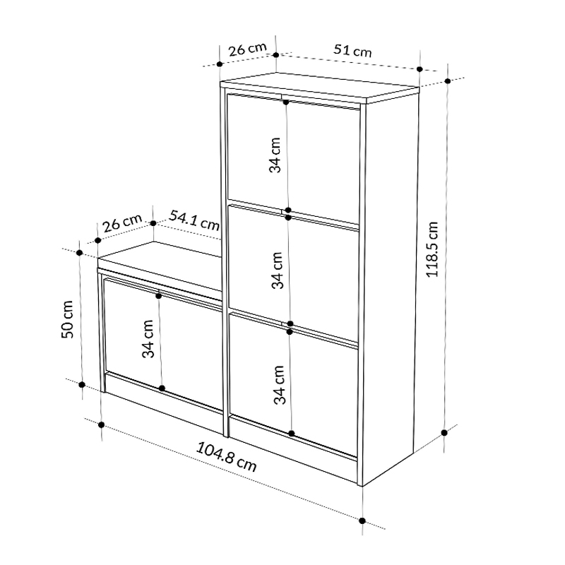 Παπουτσοθήκη μελαμίνης Dude Megapap χρώμα λευκό 104,8x26x118,5εκ.