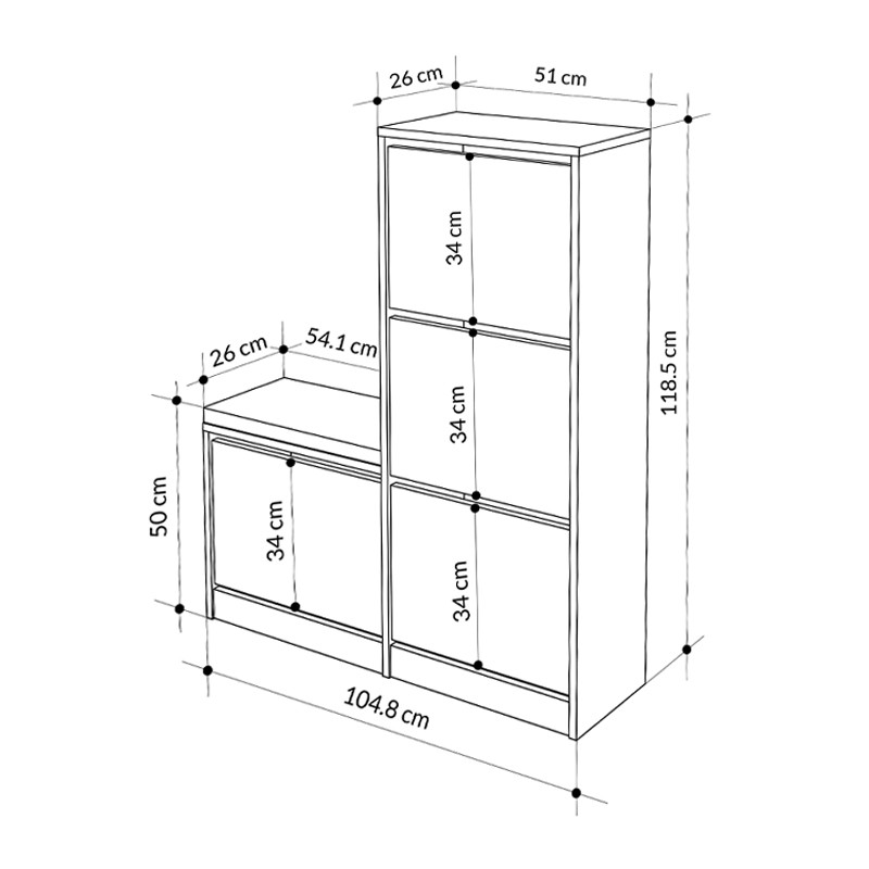 Παπουτσοθήκη Dude Megapap χρώμα μαύρο 104,8x26x118,5εκ. Παπουτσοθήκη Dude Megapap χρώμα μαύρο 104,8x26x118,5εκ.