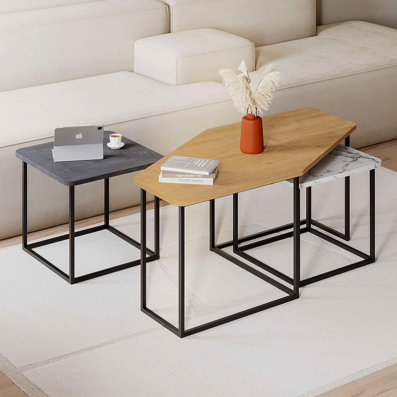 Τραπεζάκι σαλονιού σετ 3 τμχ. Nesty Megapap χρώμα saphhire oak - γκρι ρετρό - λευκό εφέ μαρμάρου 110x60x48εκ. Τραπεζάκι σαλονιού σετ 3 τμχ. Nesty Megapap χρώμα saphhire oak - γκρι ρετρό - λευκό εφέ μαρμάρου 110x60x48εκ.