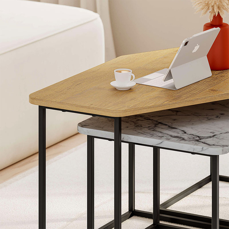 Τραπεζάκι σαλονιού σετ 3 τμχ. Nesty Megapap χρώμα saphhire oak - γκρι ρετρό - λευκό εφέ μαρμάρου 110x60x48εκ. Τραπεζάκι σαλονιού σετ 3 τμχ. Nesty Megapap χρώμα saphhire oak - γκρι ρετρό - λευκό εφέ μαρμάρου 110x60x48εκ.