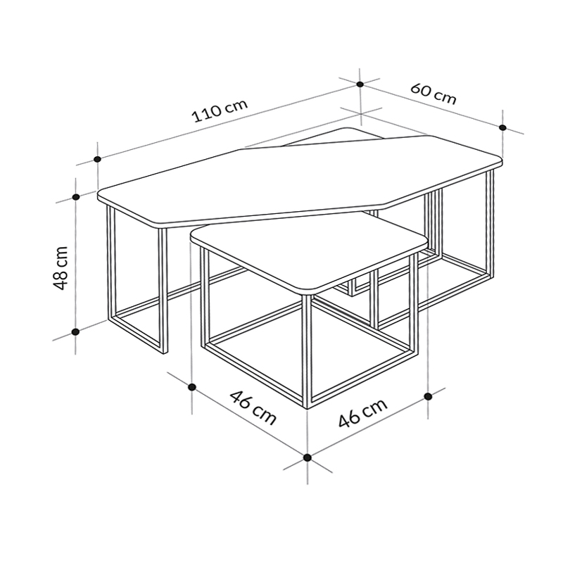 Τραπεζάκι σαλονιού σετ 3 τμχ. Nesty Megapap χρώμα saphhire oak - γκρι ρετρό - λευκό εφέ μαρμάρου 110x60x48εκ. Τραπεζάκι σαλονιού σετ 3 τμχ. Nesty Megapap χρώμα saphhire oak - γκρι ρετρό - λευκό εφέ μαρμάρου 110x60x48εκ.