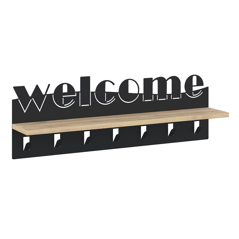 Κρεμάστρα τοίχου Welcome Megapap χρώμα μαύρο - sapphire oak 86x15,2x29εκ. Κρεμάστρα τοίχου Welcome Megapap χρώμα μαύρο - sapphire oak 86x15,2x29εκ.