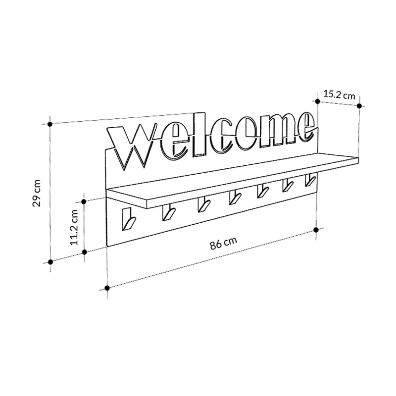 Κρεμάστρα τοίχου Welcome Megapap χρώμα μαύρο - sapphire oak 86x15,2x29εκ. Κρεμάστρα τοίχου Welcome Megapap χρώμα μαύρο - sapphire oak 86x15,2x29εκ.