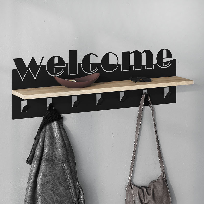 Κρεμάστρα τοίχου Welcome Megapap χρώμα μαύρο - sapphire oak 86x15,2x29εκ. Κρεμάστρα τοίχου Welcome Megapap χρώμα μαύρο - sapphire oak 86x15,2x29εκ.