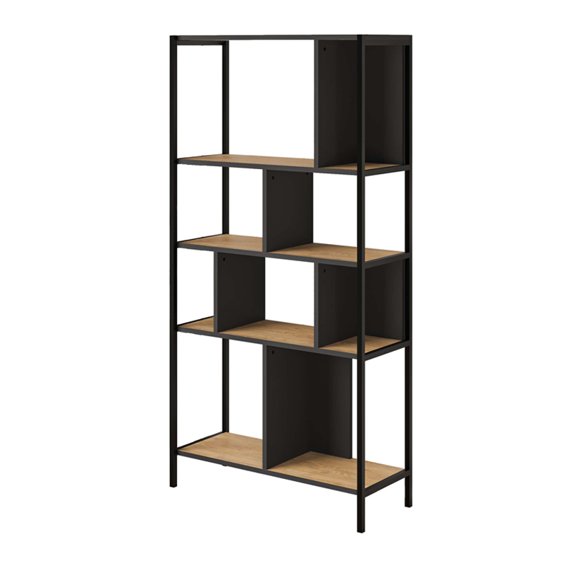 Βιβλιοθήκη Midi Megapap χρώμα sapphire oak - silky black 88x35x175εκ. Βιβλιοθήκη Midi Megapap χρώμα sapphire oak - silky black 88x35x175εκ.