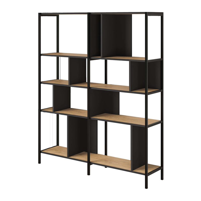 Βιβλιοθήκη Maxi Megapap χρώμα sapphire oak - silky black 144x35x175εκ. Βιβλιοθήκη Maxi Megapap χρώμα sapphire oak - silky black 144x35x175εκ.