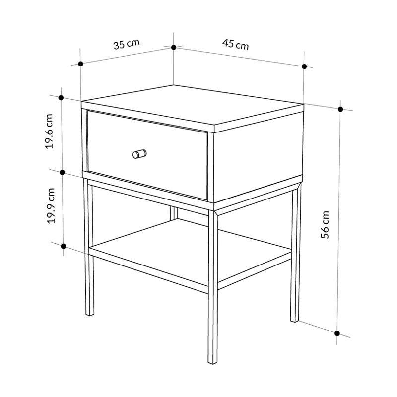 Κομοδίνο Lisa Megapap χρώμα saphhire oak 45x35x56εκ. Κομοδίνο Lisa Megapap χρώμα saphhire oak 45x35x56εκ.