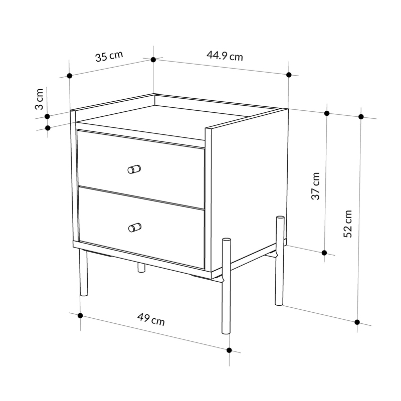 Κομοδίνο Malta Megapap χρώμα saphhire oak 49x35x52εκ. Κομοδίνο Malta Megapap χρώμα saphhire oak 49x35x52εκ.