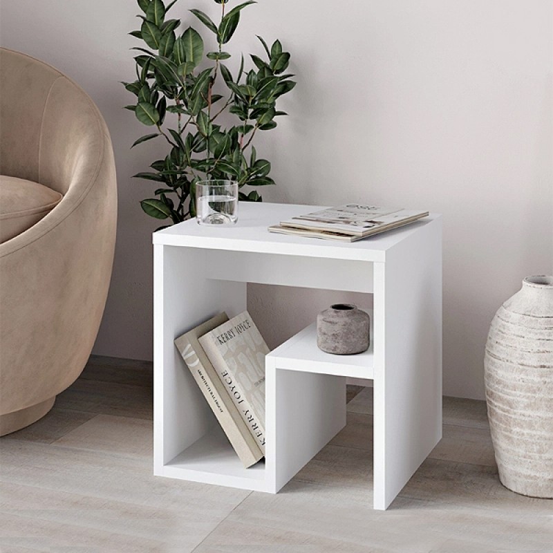 Τραπεζάκι βοηθητικό - Κομοδίνο Bon Megapap χρώμα λευκό 40x35x40εκ.