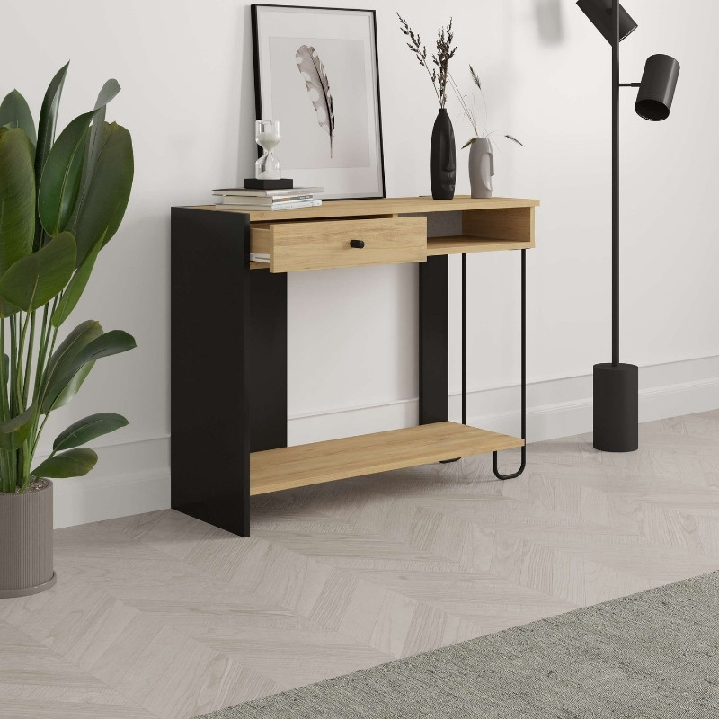 Κονσόλα Sirius Megapap χρώμα sapphire oak - silky black 100x35x79εκ. Κονσόλα Sirius Megapap χρώμα sapphire oak - silky black 100x35x79εκ.