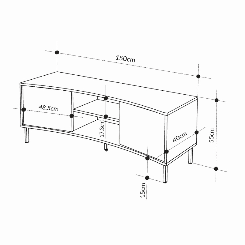 Έπιπλο τηλεόρασης Frem Megapap χρώμα ash green 150x40x55εκ. Έπιπλο τηλεόρασης Frem Megapap χρώμα ash green 150x40x55εκ.