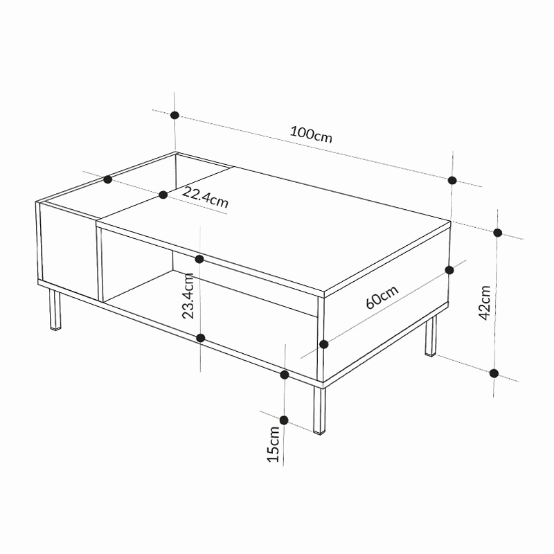 Τραπεζάκι σαλονιού Vena Megapap χρώμα ash green 100x60x42εκ. Τραπεζάκι σαλονιού Vena Megapap χρώμα ash green 100x60x42εκ.