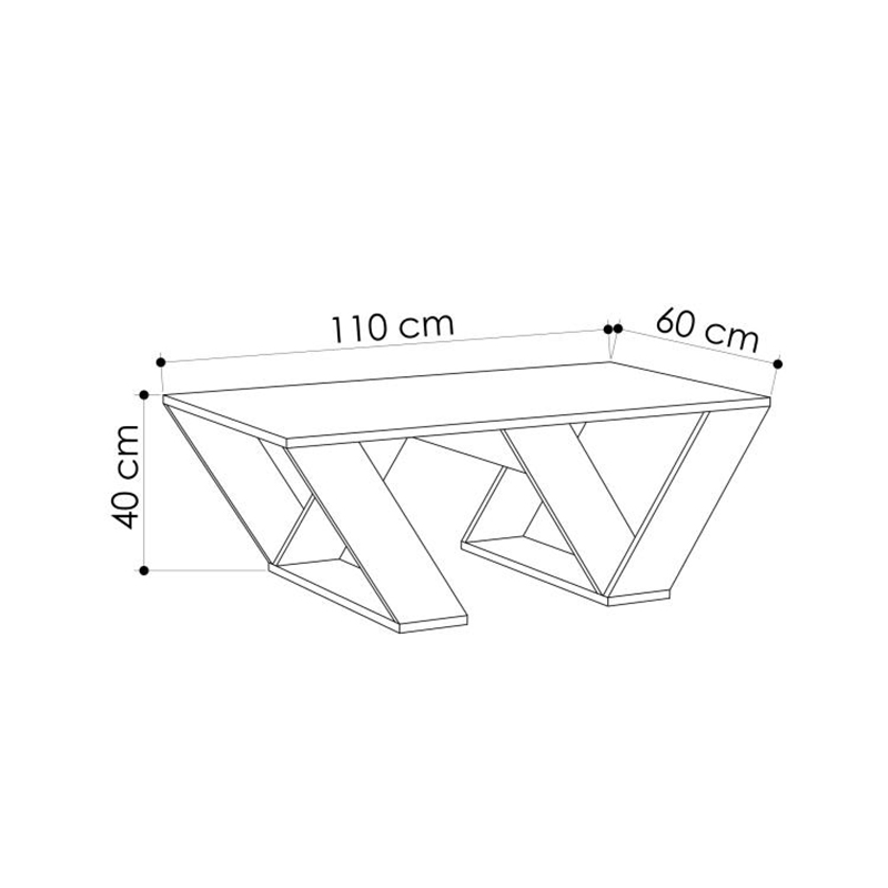 Τραπεζάκι σαλονιού Pipra Megapap χρώμα λευκό 110x60x40εκ.