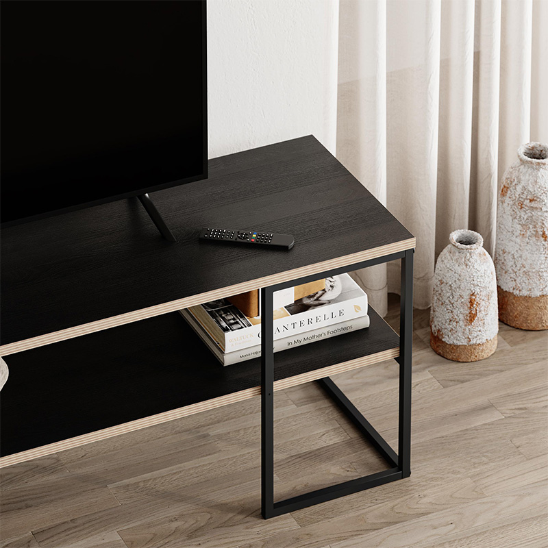 Έπιπλο τηλεόρασης Friday Megapap χρώμα black wood 140x37x45εκ.