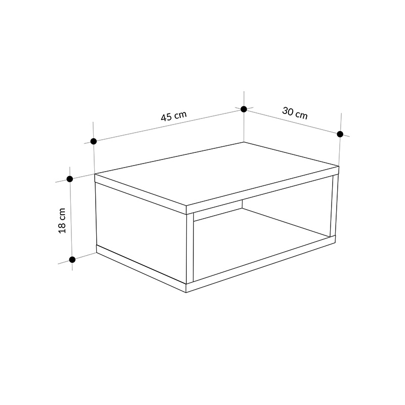 Κομοδίνο επιτοίχιο Brik Megapap με LED χρώμα λευκό - γκρι ρετρό 45x30x18εκ.