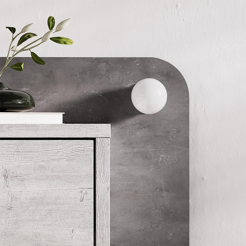 Κομοδίνο επιτοίχιο Dotta Megapap με LED χρώμα λευκό αντικέ - γκρι ρετρό 52x33,6x28εκ.