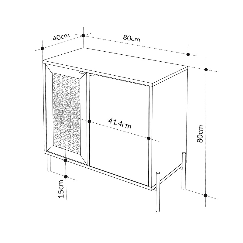 Μπουφές Naive Megapap χρώμα sapphire oak 80x40x80εκ.