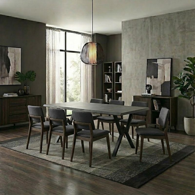 Τραπέζι Walter Megapap Mdf - μεταλλικό χρώμα σκούρο γκρι σκυροδέματος 200x100x75εκ.