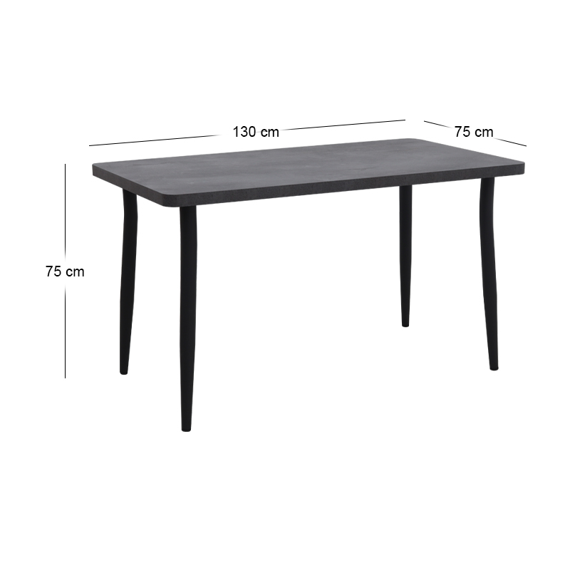 Τραπέζι Levico Megapap Mdf - μεταλλικό χρώμα σκούρο γκρι σκυροδέματος 130x75x75εκ.