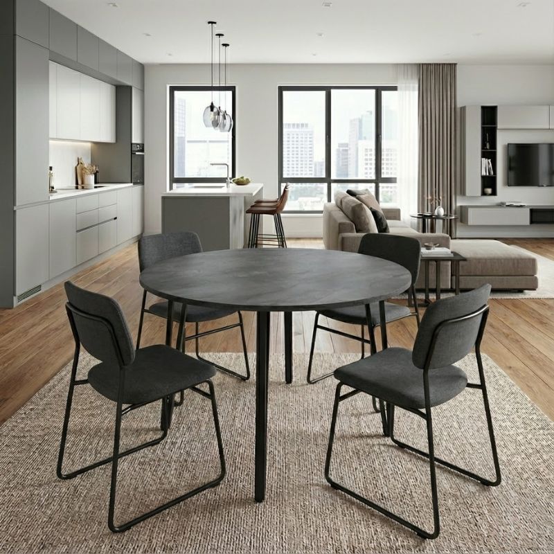 Τραπέζι Zeno Megapap χρώμα σκούρο γκρι σκυροδέματος Ø110x73,5εκ.