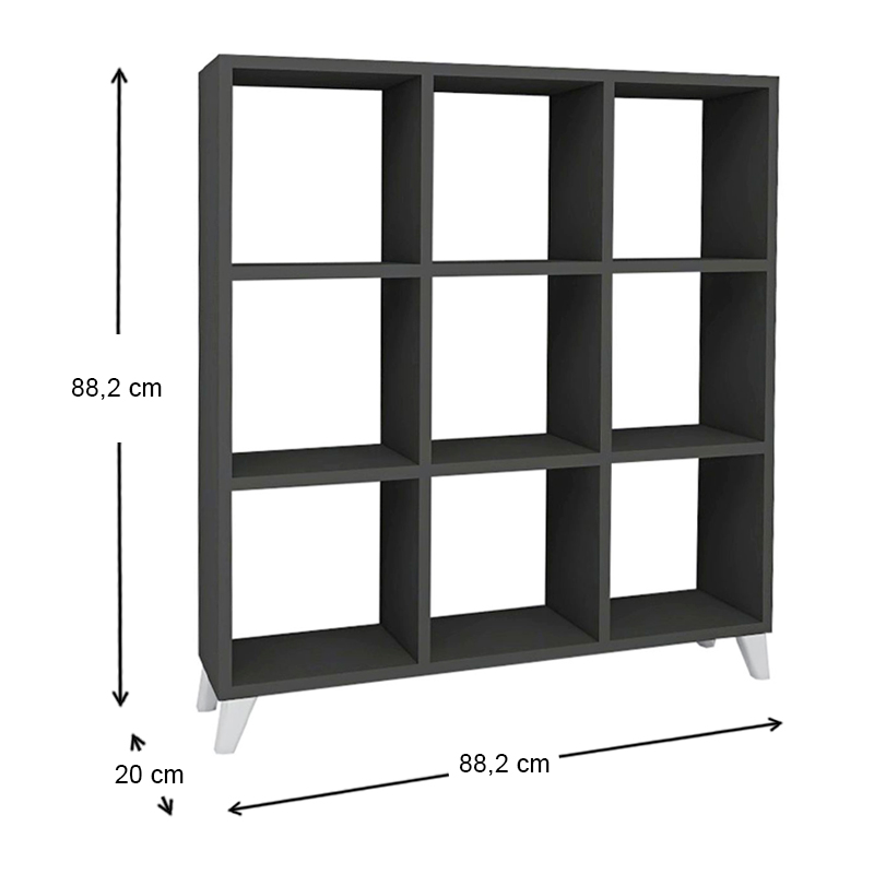 Βιβλιοθήκη μελαμίνης Saul Megapap χρώμα ανθρακί 88,2x20x88,2εκ. Βιβλιοθήκη μελαμίνης Saul Megapap χρώμα ανθρακί 88,2x20x88,2εκ.