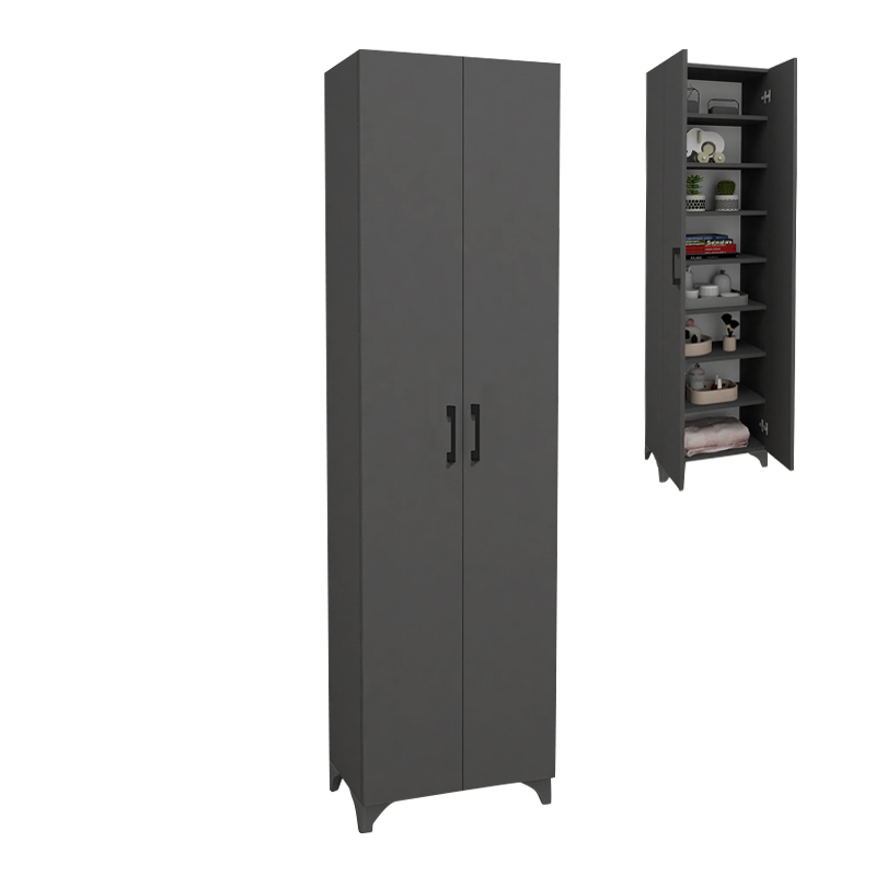 Ντουλάπα - Παπουτσοθήκη Lilly Megapap χρώμα ανθρακί 49x32x178εκ.