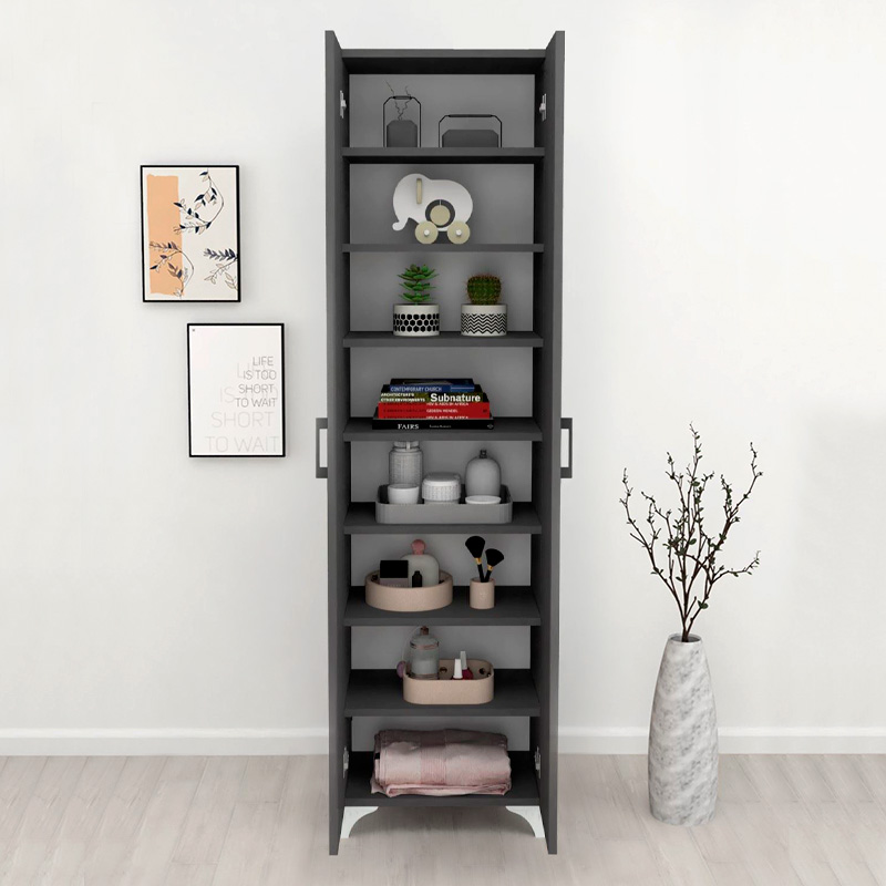 Ντουλάπα - Παπουτσοθήκη Lilly Megapap χρώμα ανθρακί 49x32x178εκ. Ντουλάπα - Παπουτσοθήκη Lilly Megapap χρώμα ανθρακί 49x32x178εκ.