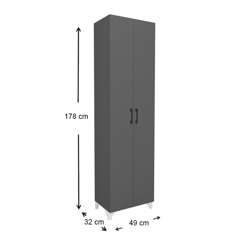 Ντουλάπα - Παπουτσοθήκη Lilly Megapap χρώμα ανθρακί 49x32x178εκ. Ντουλάπα - Παπουτσοθήκη Lilly Megapap χρώμα ανθρακί 49x32x178εκ.