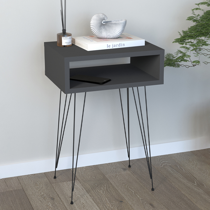 Κομοδίνο Scott Megapap χρώμα ανθρακί 40x30x60εκ. Κομοδίνο Scott Megapap χρώμα ανθρακί 40x30x60εκ.