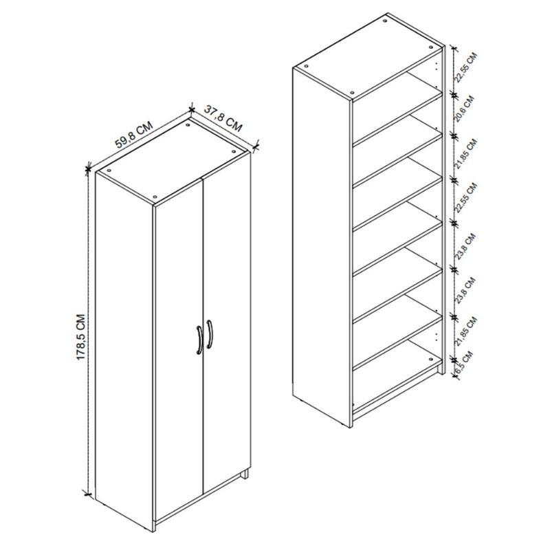 Παπουτσοθήκη Renso Megapap δίφυλλη χρώμα λευκό 59,8x37,8x178,5εκ. Παπουτσοθήκη Renso Megapap δίφυλλη χρώμα λευκό 59,8x37,8x178,5εκ.