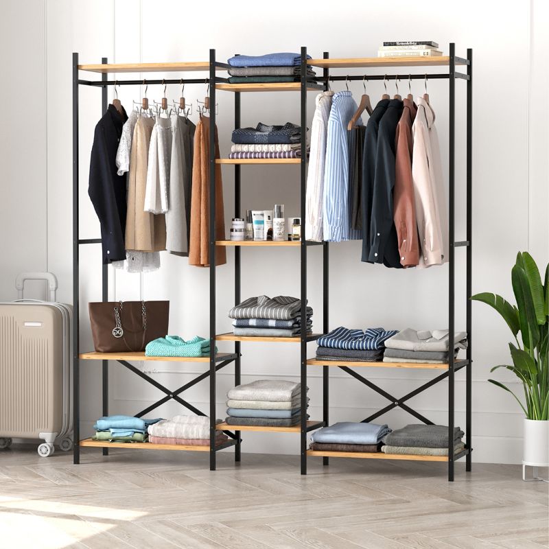 Ντουλάπα ρούχων ανοιχτή - Έπιπλο εισόδου Openix Megapap χρώμα pine oak 171,7x34,2x180,7εκ.