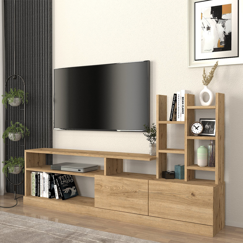 Σύνθεση τηλεόρασης Pesaro Megapap χρώμα sepet oak 165x25x91,3εκ.