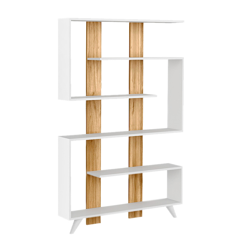 Βιβλιοθήκη Rain Megapap χρώμα λευκό - καρυδί 120x19,5x162εκ. Βιβλιοθήκη Rain Megapap χρώμα λευκό - καρυδί 120x19,5x162εκ.