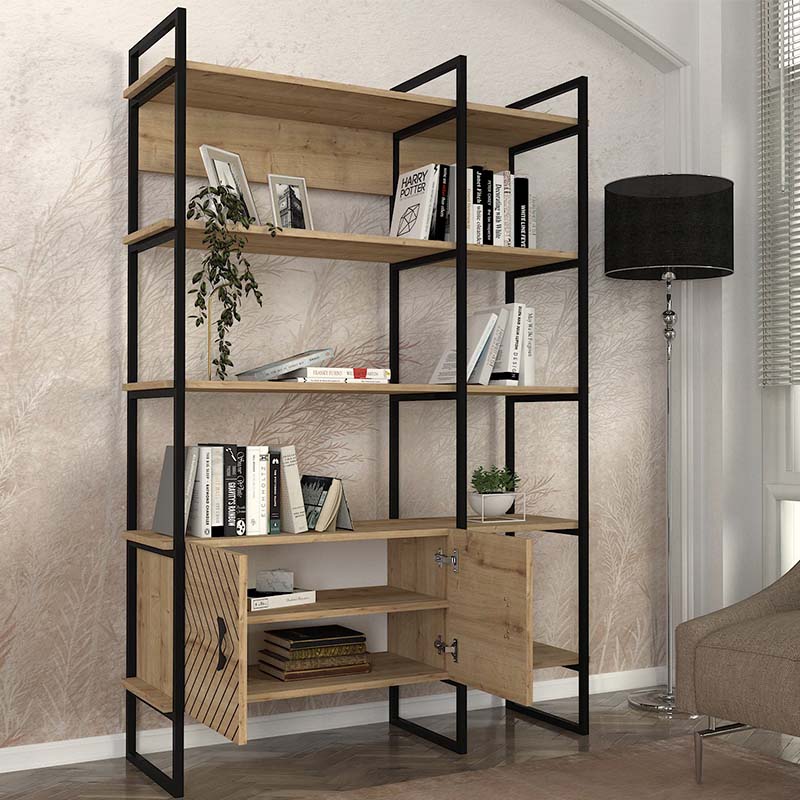 Βιβλιοθήκη Eduardo Megapap μεταλλική - μελαμίνης χρώμα sapphire oak 120x39x180εκ. Βιβλιοθήκη Eduardo Megapap μεταλλική - μελαμίνης χρώμα sapphire oak 120x39x180εκ.