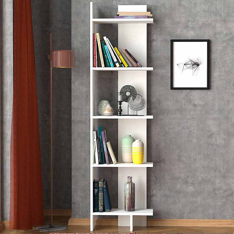Βιβλιοθήκη Perla Megapap χρώμα λευκό 48x22x170εκ. Βιβλιοθήκη Perla Megapap χρώμα λευκό 48x22x170εκ.